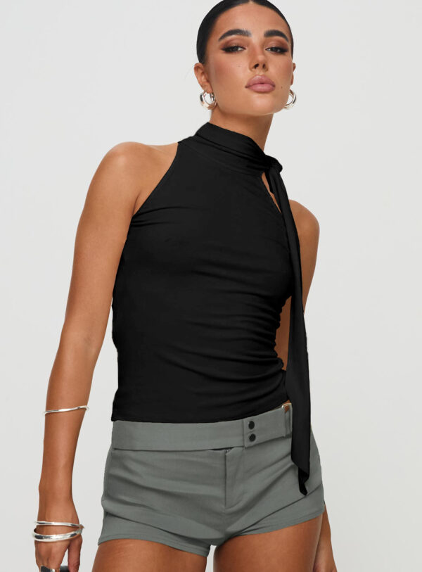 Women's Turtleneck Bundle Ribbon T-shirt Top - Image 7