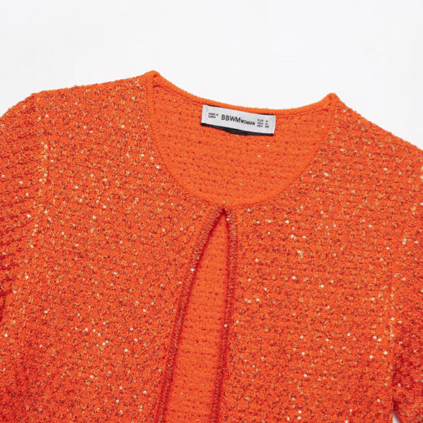 Versatile Casual Fashion Loose Beads Decoration Knitted Top - Image 3