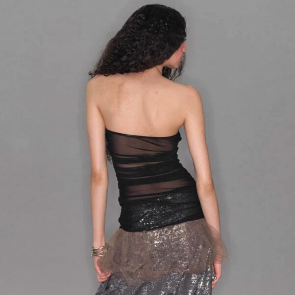 European And American Contrast Color Sleeveless Sexy Tube Top Printed Top For Women - Image 4