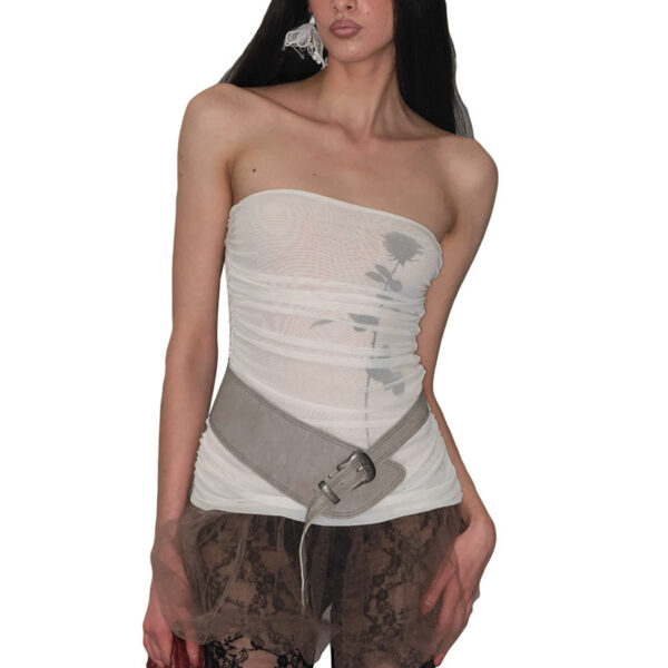 European And American Contrast Color Sleeveless Sexy Tube Top Printed Top For Women - Image 5