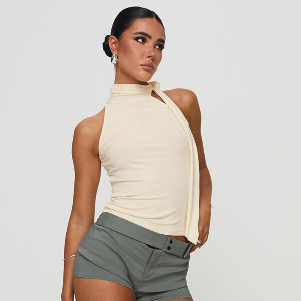 Women's Turtleneck Bundle Ribbon T-shirt Top - Image 3