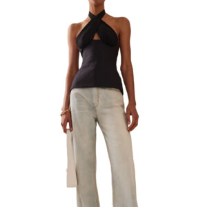 Cotton Casual Halter Tied Top