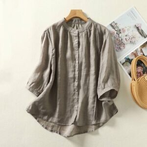 Top Stand Collar Casual Simple Loose