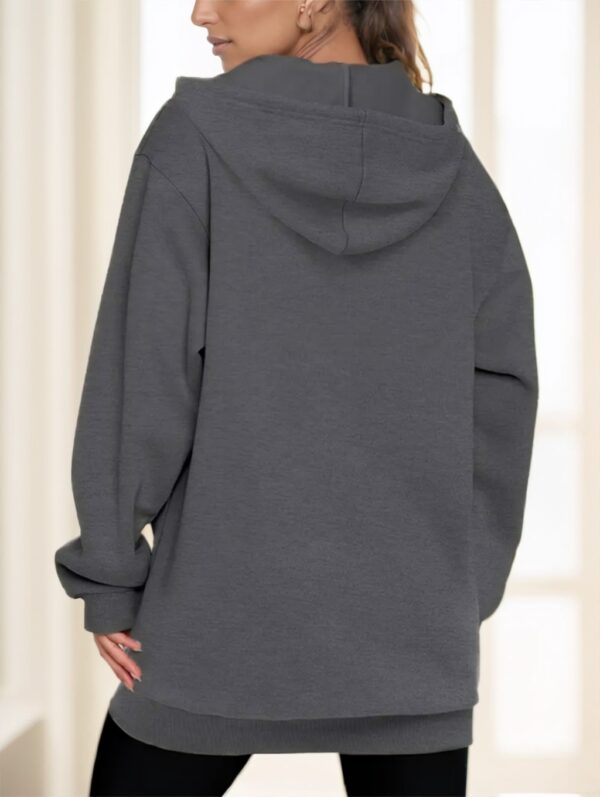 Women's Casual Long Hoodie With Zipper - Image 6