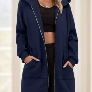 Women's Casual Long Hoodie With Zipper