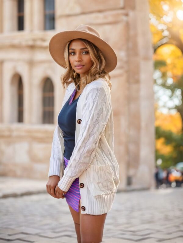 Women'S Vintage-Inspired Loose-Fit Cardigan With Double Buttons - Image 3