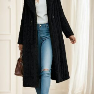 Elegant Black Long Coat For Women