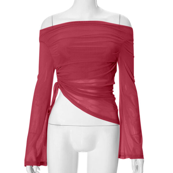 Women's Autumn Solid Color Long-sleeved Off-shoulder Top - Image 7