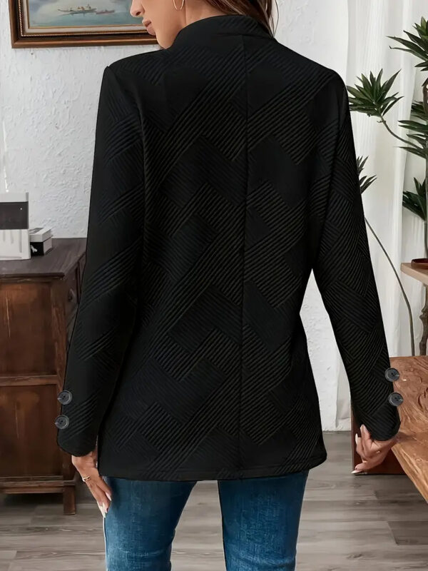 Elegant Plus Size Women'S Casual Knit Polyester Jacket With Double Button Detail And Decorative Pockets - Image 3
