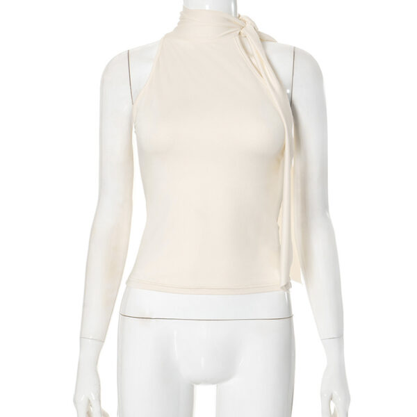 Women's Turtleneck Bundle Ribbon T-shirt Top - Image 6