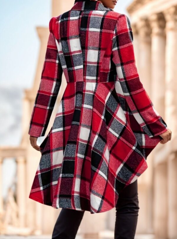 Women's Plaid Pattern Button Front Jacket - Image 4