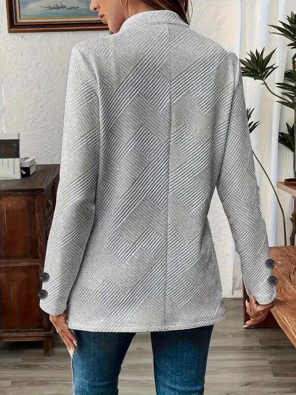 Elegant Plus Size Women'S Casual Knit Polyester Jacket With Double Button Detail And Decorative Pockets - Image 4