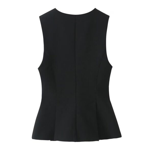 Women's Elegant Slim-fit Short Skirt Hem Round Neck Pleated Top - Image 3