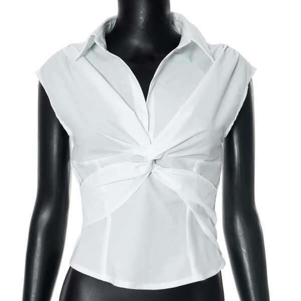 European And American Sexy V-neck Sleeveless Twisted Shirt - Image 6