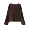 French Lightly Mature Ruffled V-neck Long Sleeve Shirt - Image 5
