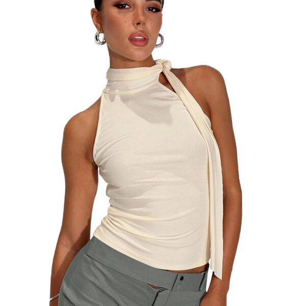 Women's Turtleneck Bundle Ribbon T-shirt Top - Image 5