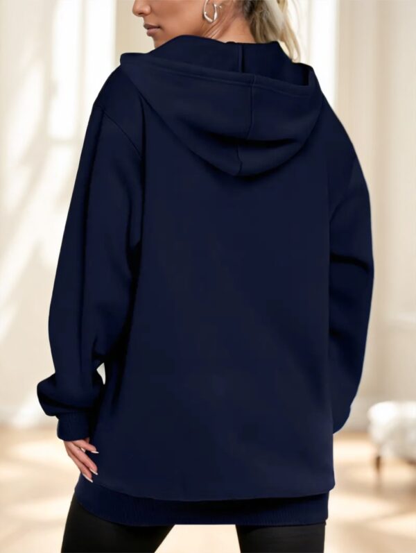 Women's Casual Long Hoodie With Zipper - Image 5