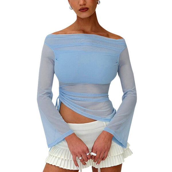 Women's Autumn Solid Color Long-sleeved Off-shoulder Top - Image 5