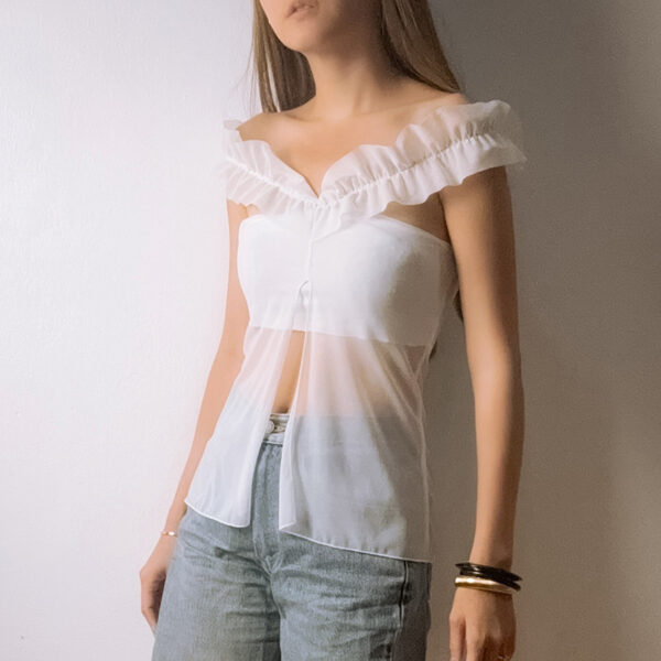 European And American Pure Color Split Sexy Off-the-shoulder T-shirt Top - Image 2
