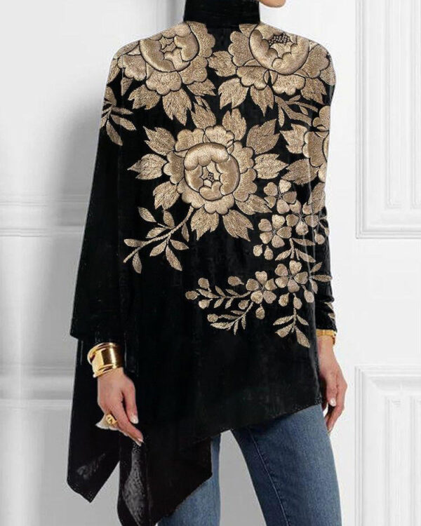 Women's Long Sleeve Turtleneck Irregular T-shirt 3d Printing - Image 5