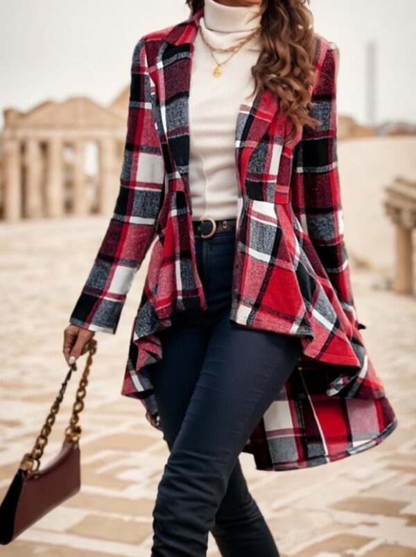 Women's Plaid Pattern Button Front Jacket - Image 6
