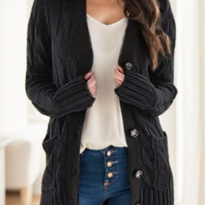 Women'S Vintage-Inspired Loose-Fit Cardigan With Double Buttons