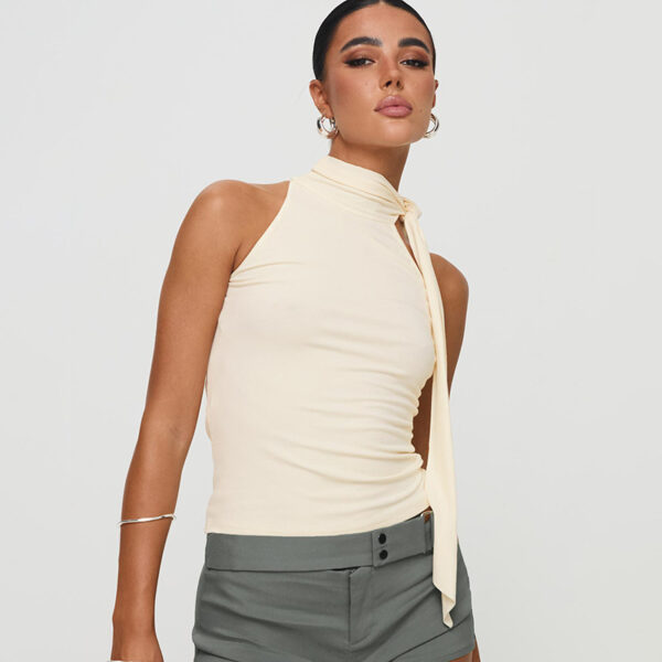 Women's Turtleneck Bundle Ribbon T-shirt Top - Image 2