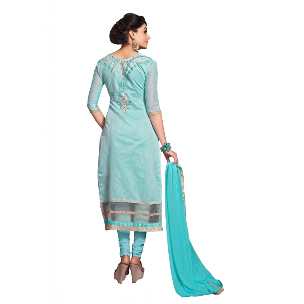 Generic Women's Chanderi Unstitched Salwar Suit-Material With Dupatta (Light Sea Green,2.3 Mtrs) - Image 4
