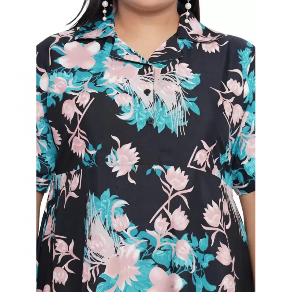 Generic Women's Fit And Flare Green Dress (Color:Multicolor, Material:Polyester) - Image 4