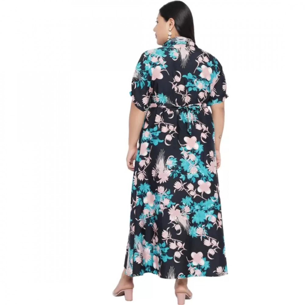 Generic Women's Fit And Flare Green Dress (Color:Multicolor, Material:Polyester) - Image 7