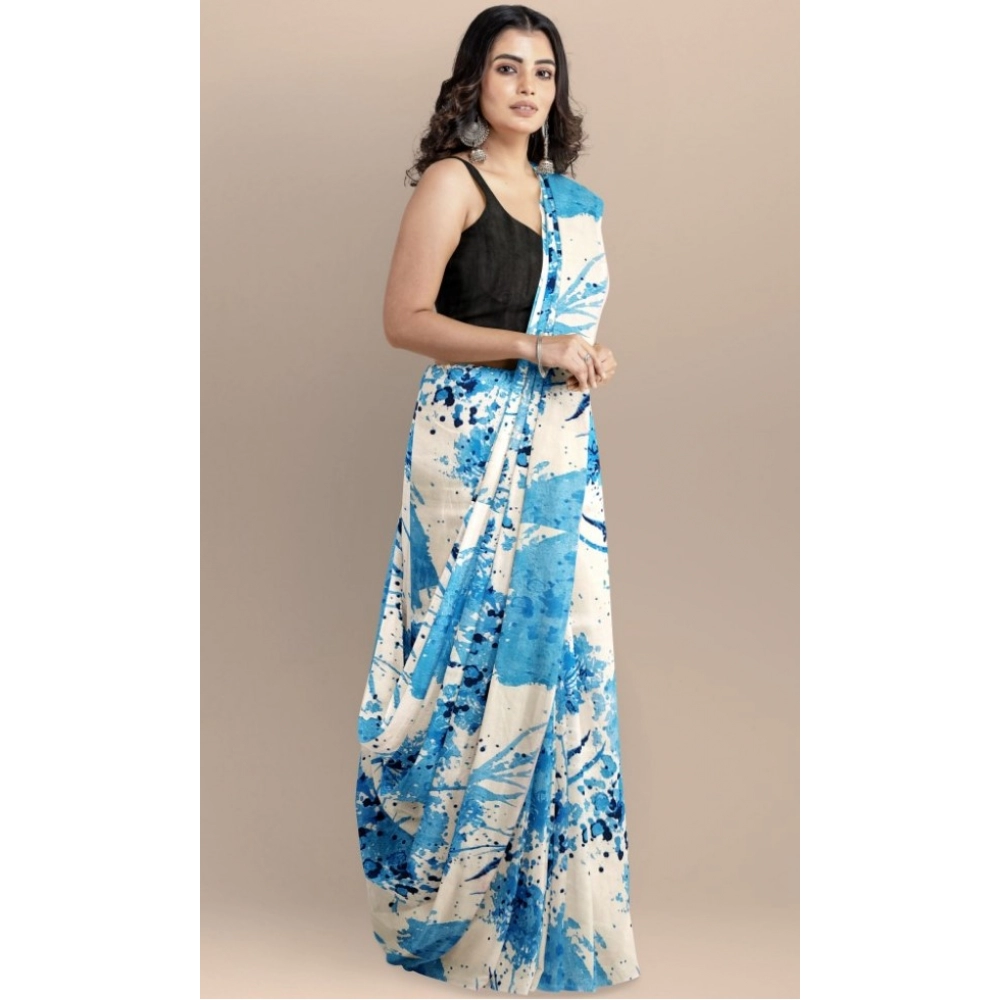 Generic Women's Joya Silk Saree with Blouse (Sky, 5-6 Mtrs) - Image 3