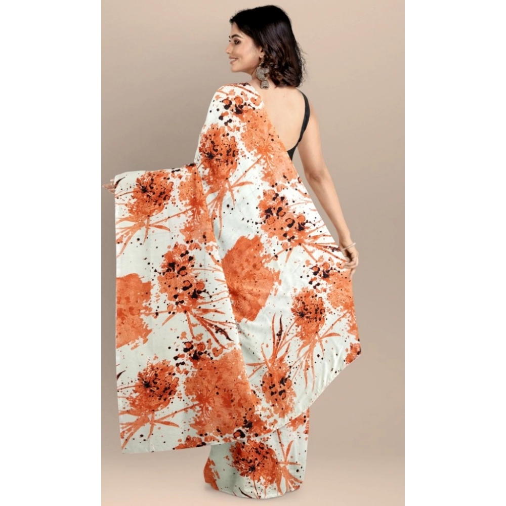 Generic Women's Joya Silk Saree with Blouse (Orange, 5-6 Mtrs) - Image 2