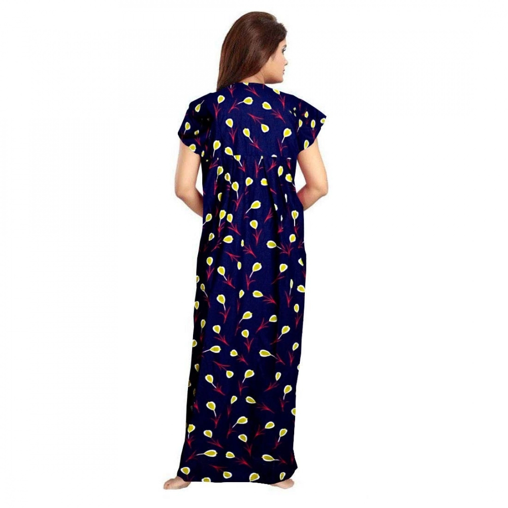 Generic Women's Cotton Printed Maxi Nighty (Purple) - Image 3