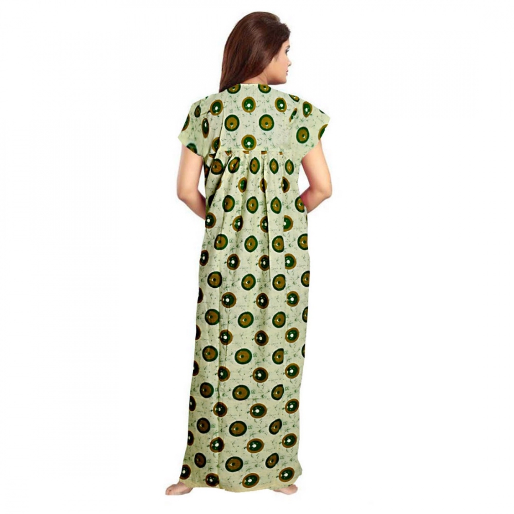 Generic Women's Cotton Printed Maxi Nighty (Green) - Image 3