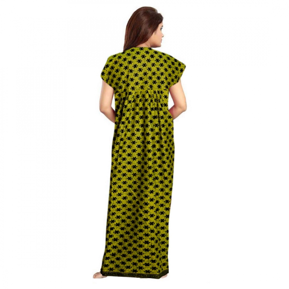 Generic Women's Cotton Printed Maxi Nighty (Green) - Image 3