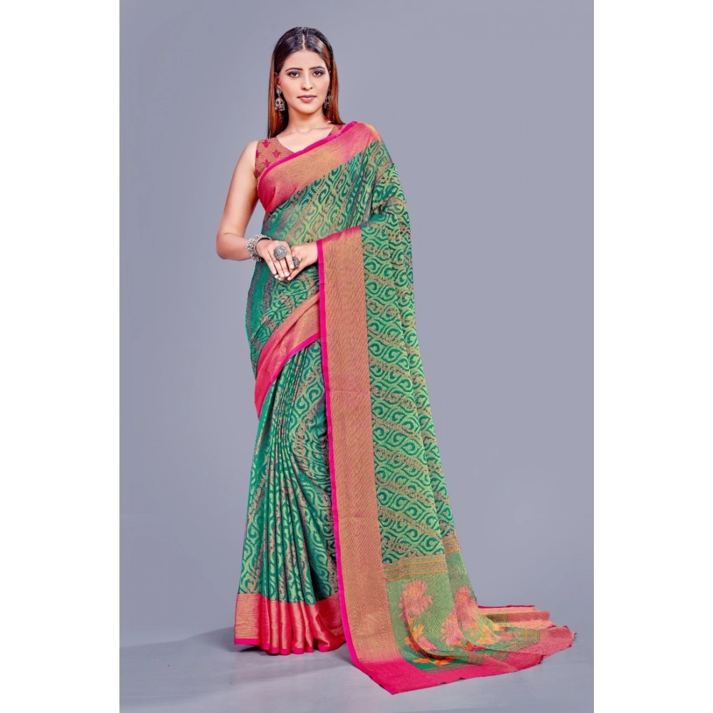Generic Women's Viscose Rayon Printed Saree With Unstitched Blouse (Rama) - Image 6