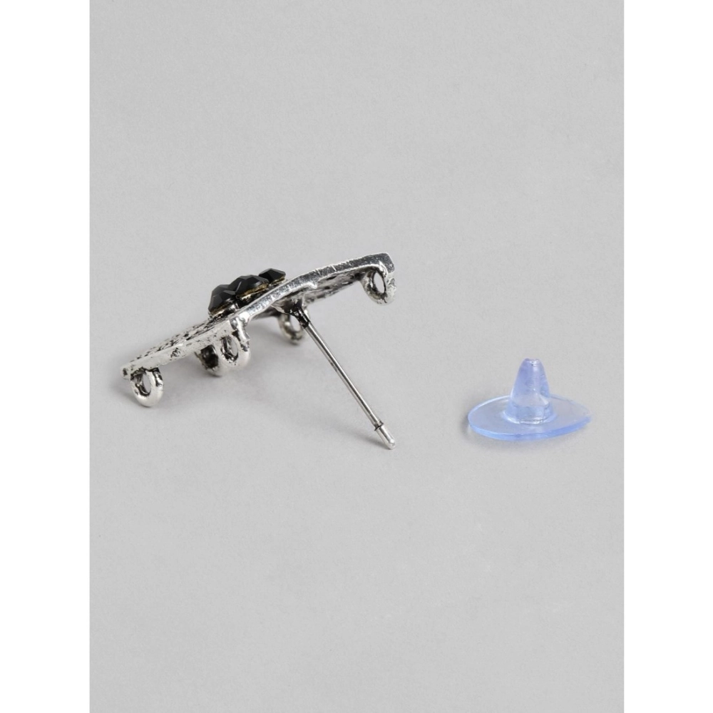 Generic Women's Rose Gold Plated Alloy Necklace & Earings Set (Silver & Black) - Image 2