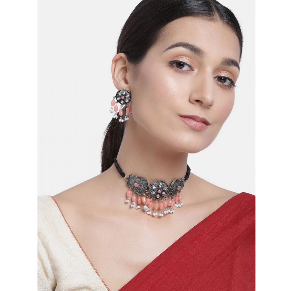 Generic Women's Rose Gold Plated Alloy Necklace & Earings Set (Orange) - Image 3