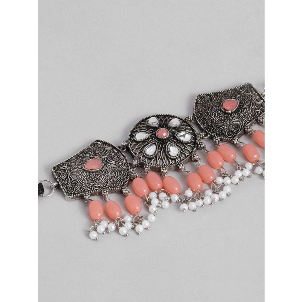 Generic Women's Rose Gold Plated Alloy Necklace & Earings Set (Orange) - Image 2