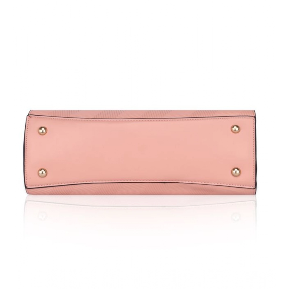 Generic Women's Faux Leather Textured Adjustable Long Belt Handbag (Pink) - Image 3