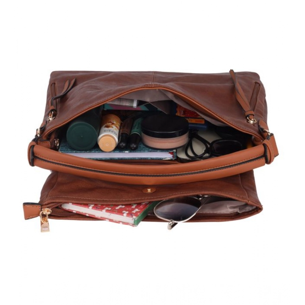 Generic Women's Faux Leather Solid Sling Bag (Brown) - Image 2