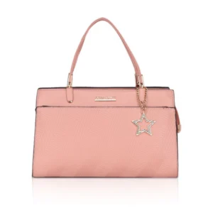 Generic Women's Faux Leather Textured Adjustable Long Belt Handbag (Pink)