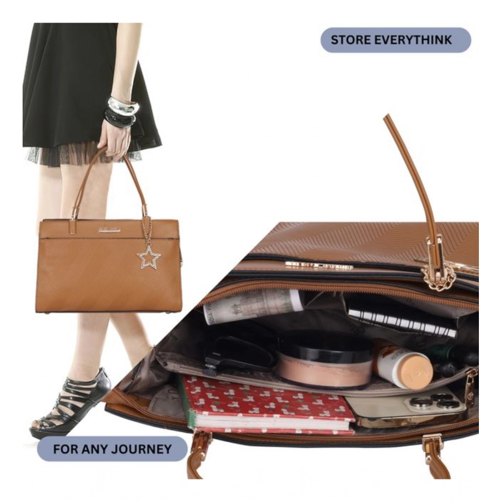 Generic Women's Faux Leather Textured Adjustable Long Belt Handbag (Brown) - Image 3