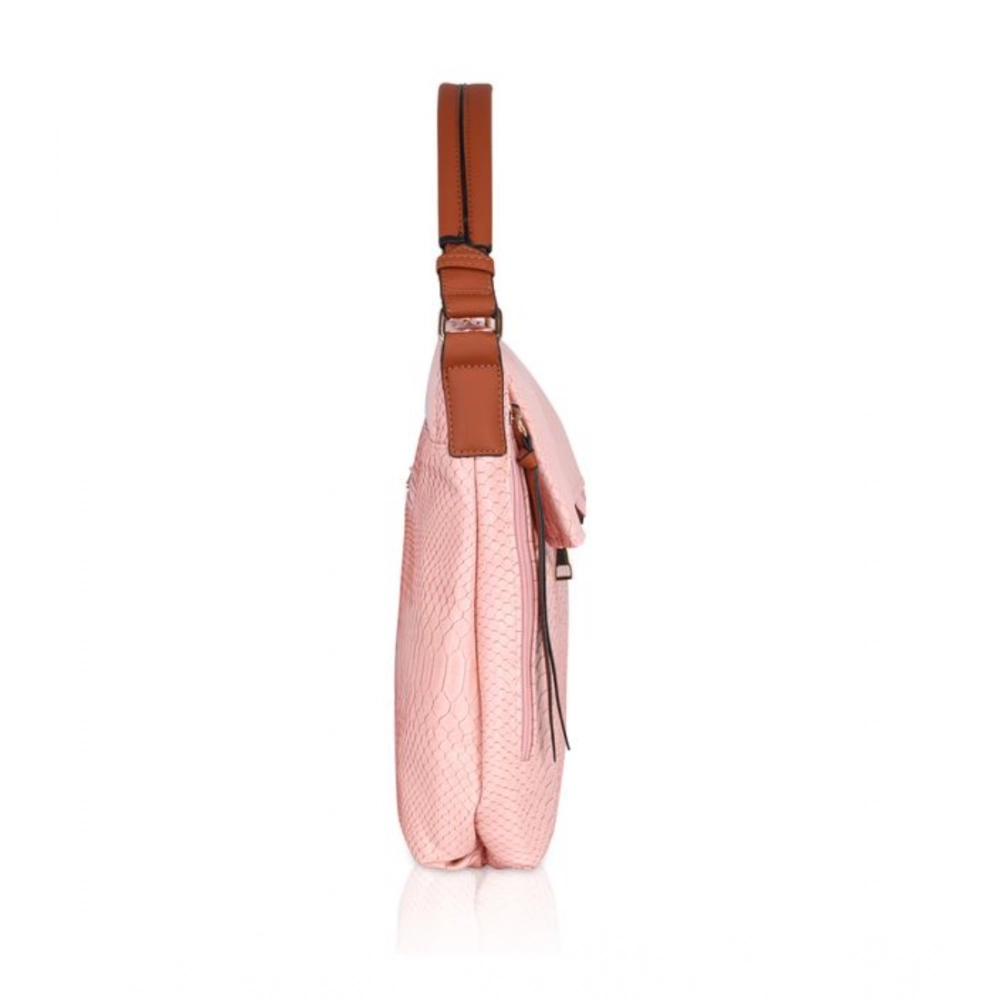 Generic Women's Faux Leather Textured Sling Bag (Pink) - Image 5