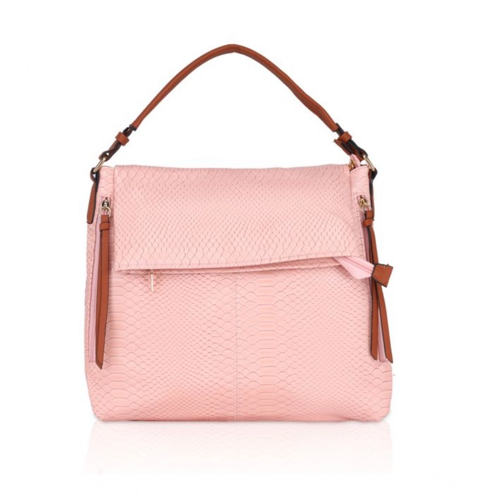 Generic Women's Faux Leather Textured Sling Bag (Pink)
