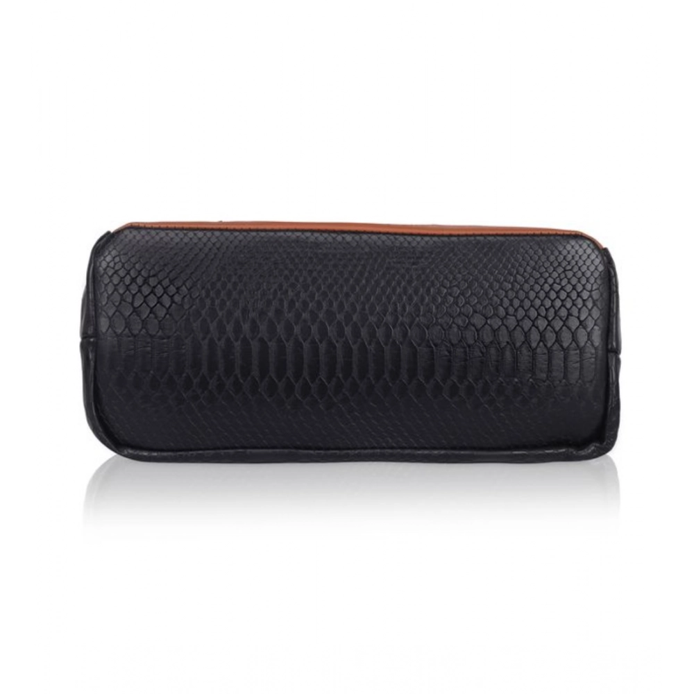 Generic Women's Faux Leather Textured Tote Bag (Black) - Image 3