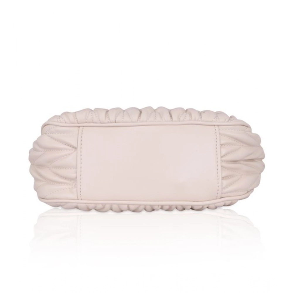 Generic Women's Faux Leather Textured Handbag (Beige White) - Image 2