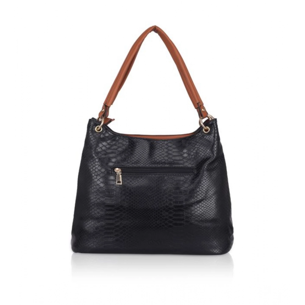 Generic Women's Faux Leather Textured Tote Bag (Black) - Image 4