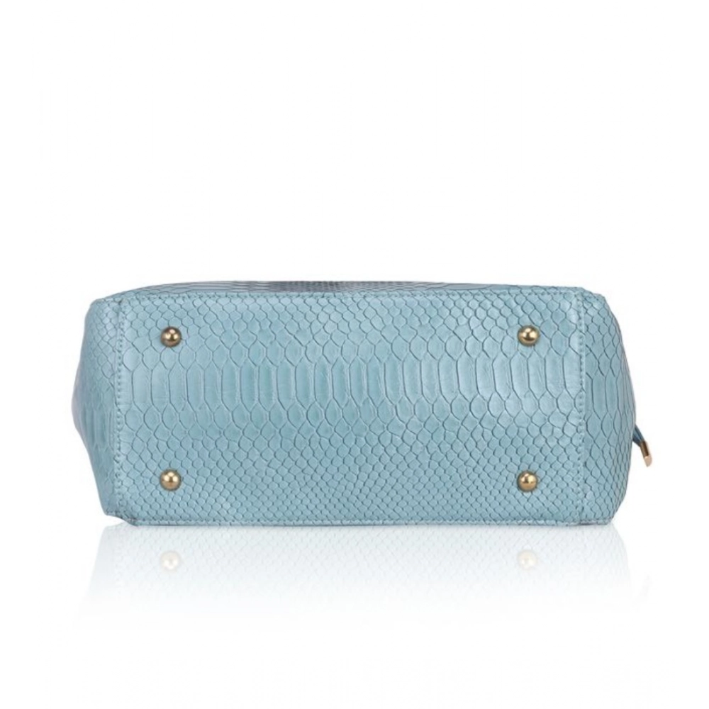 Generic Women's Faux Leather Textured Tote Bag (Blue) - Image 3