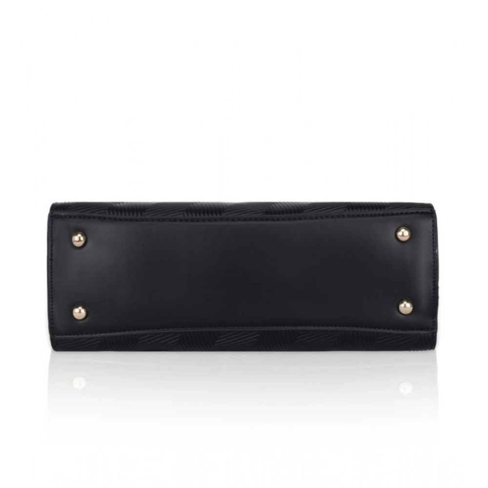 Generic Women's Faux Leather Textured Adjustable Long Belt Handbag (Black) - Image 3